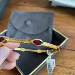 NWT in box with dustbag. JulieVos bangle w/ garnet quartz Marquise shaped stones